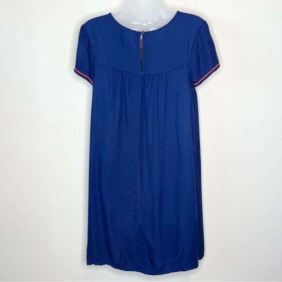 OLD NAVY | Navy Blue/Orange Scandinavian Folk Embroidered Tunic Dress Size Small - Picture 5 of 6
